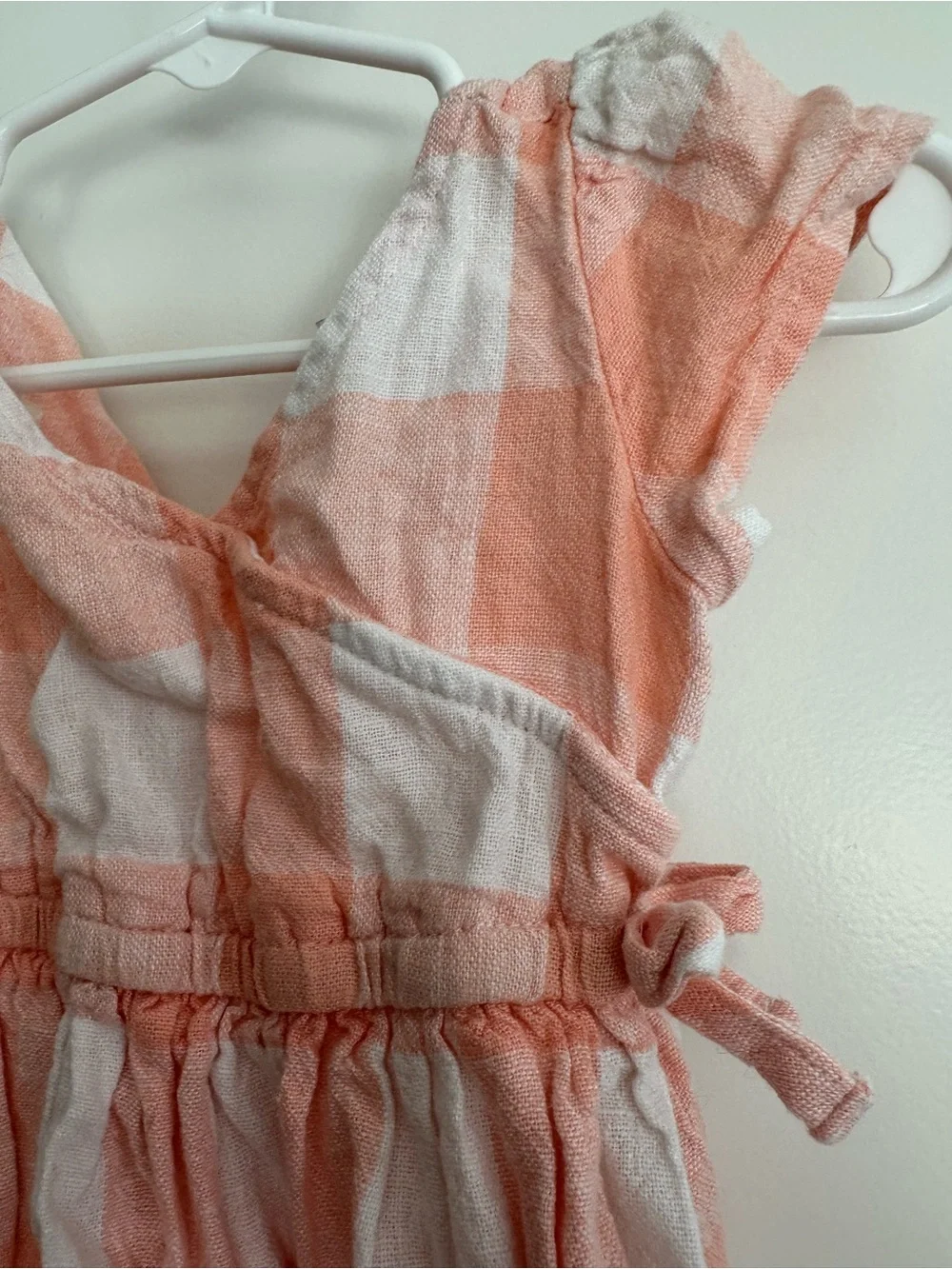 Old Navy Peach and White Gingham Girls' Casual Dress